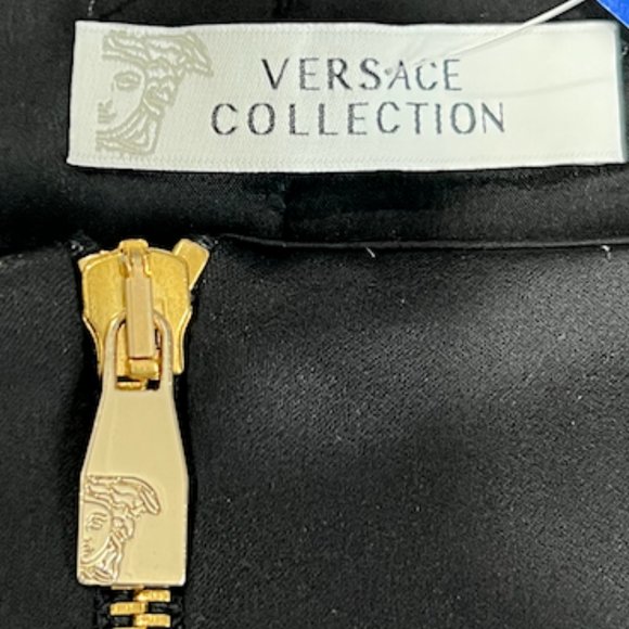 Versace Collection Black Teal Geometric 3/4 Sleeve Peplum Blouse Jacket sz 46/10 - Picture 6 of 9